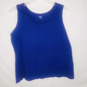 Studio Works Womens Tank Top Blue Sleeveless Scoop Neck Stretch Knit Plus 2X